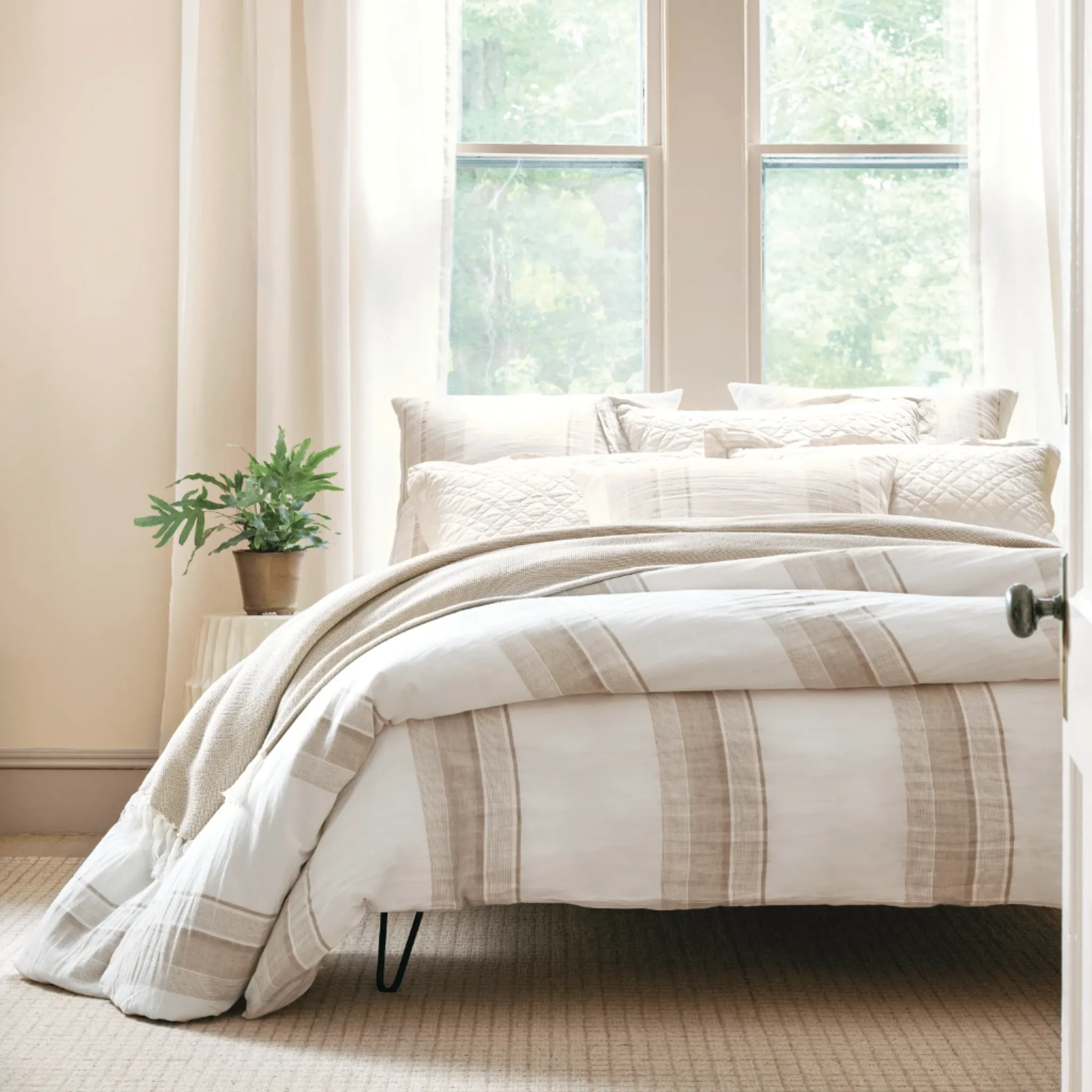 Napa Stripe Linen Natural Duvet Cover
