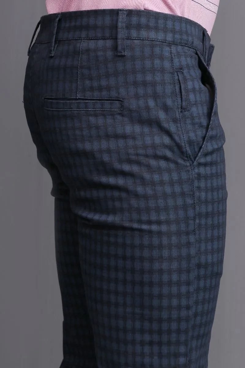 NAVY GINGHAM PANTS