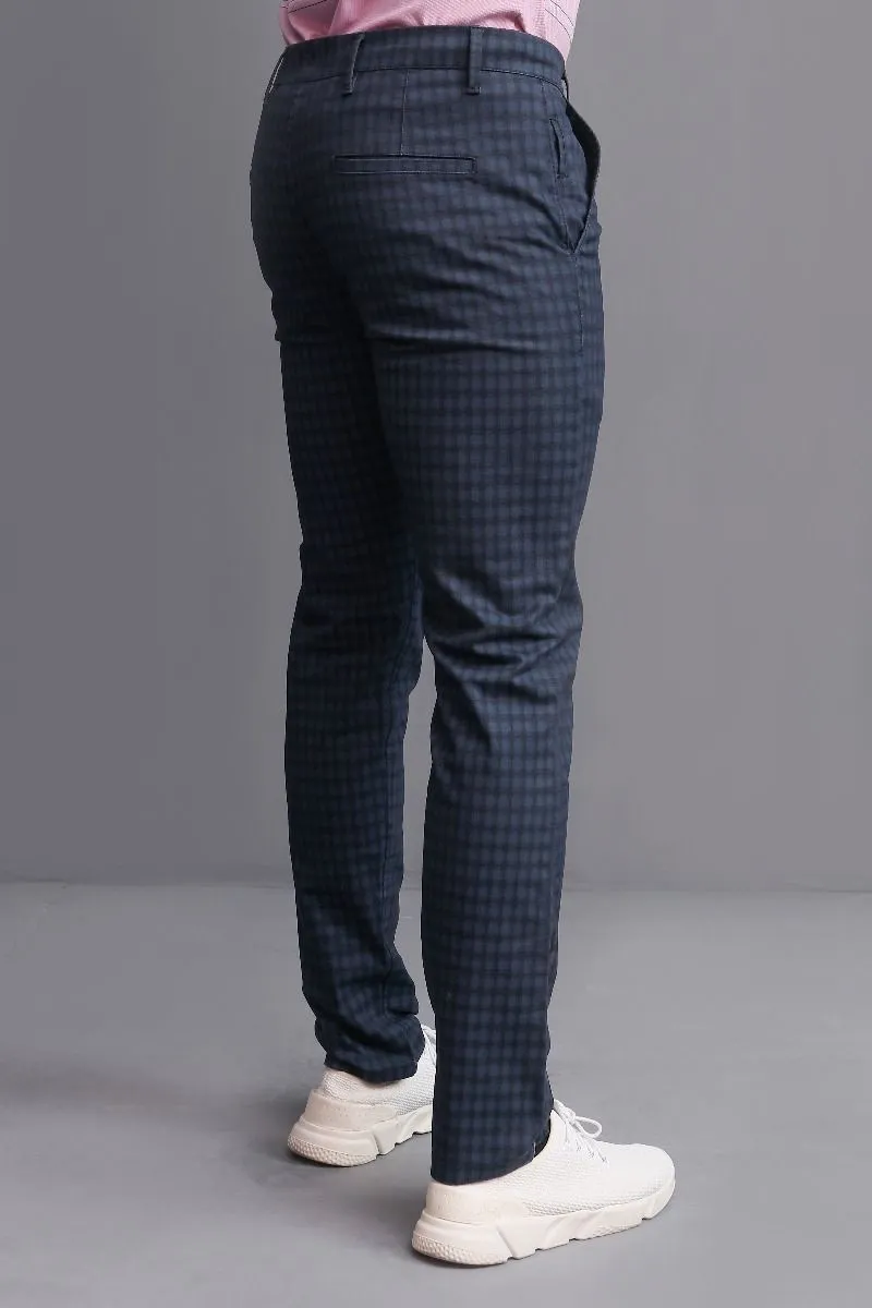 NAVY GINGHAM PANTS