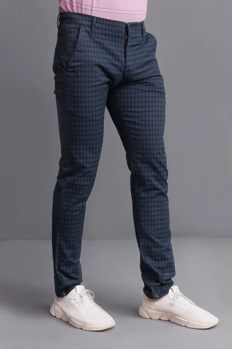 NAVY GINGHAM PANTS