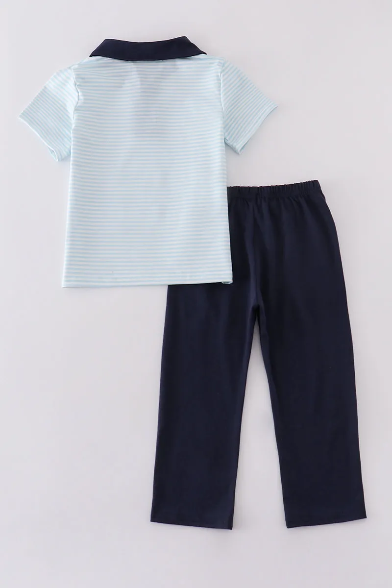 Navy Stripe Boy Set