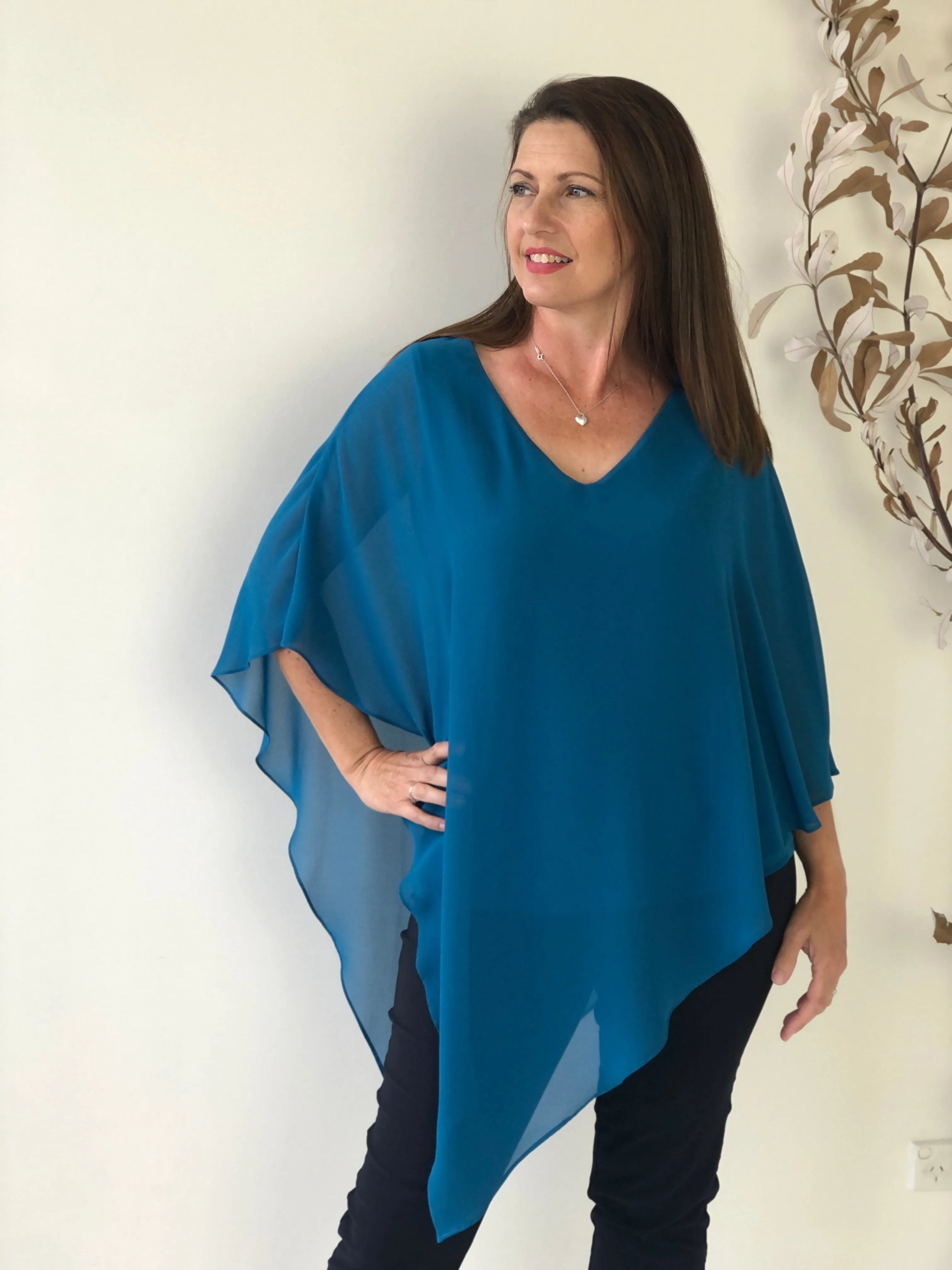 Nessa Teal Evening Top