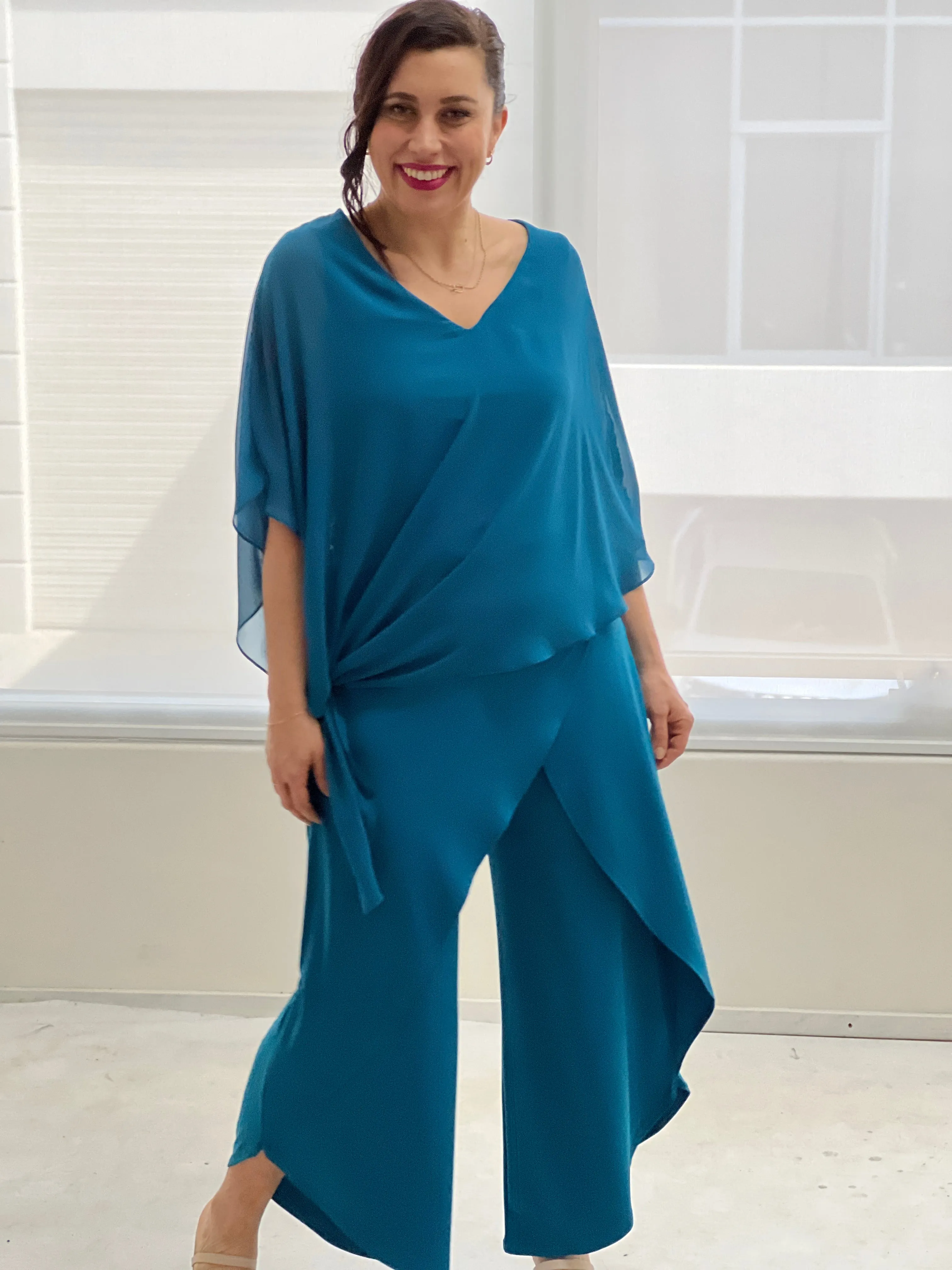 Nessa Teal Evening Top