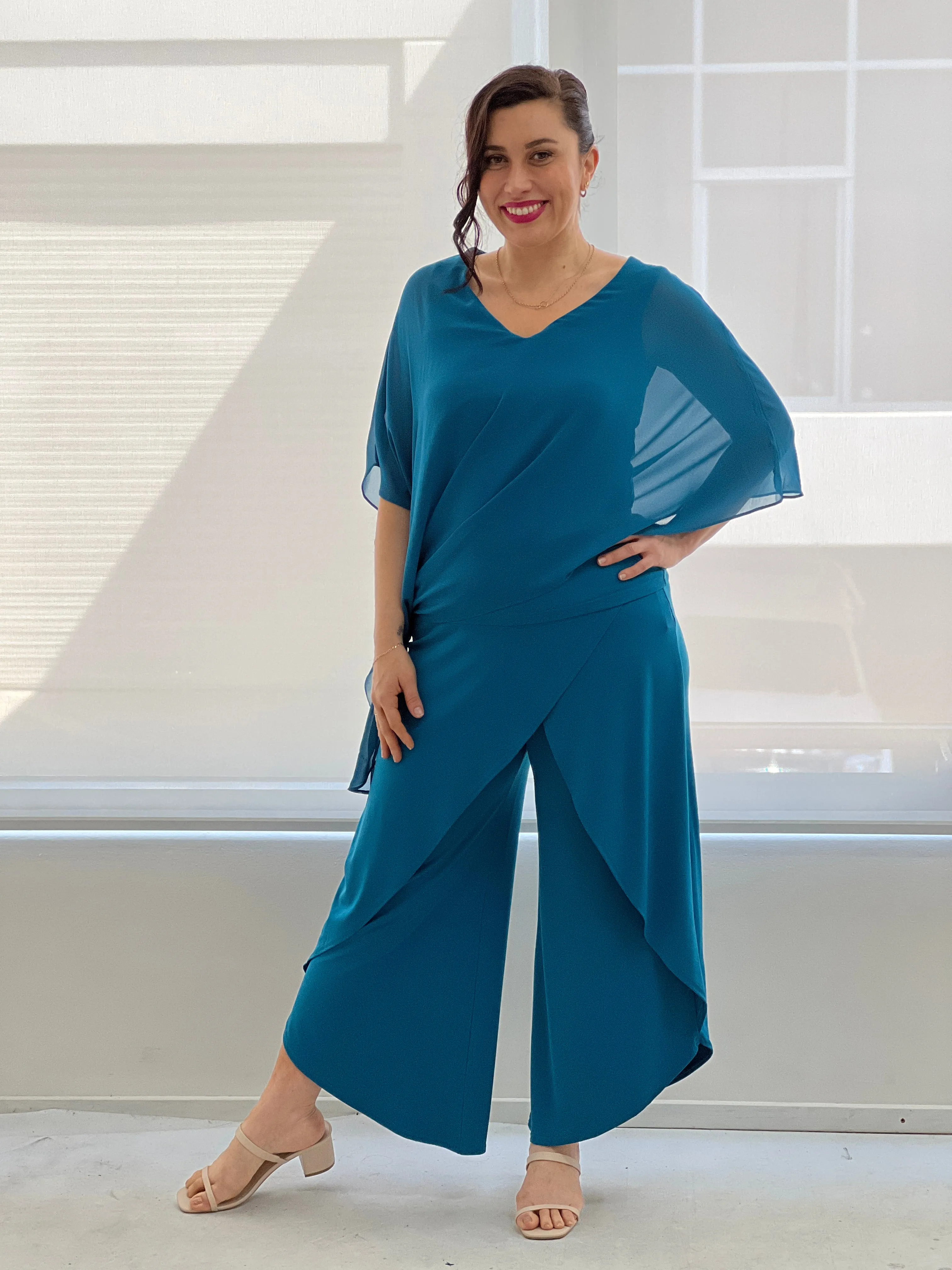 Nessa Teal Evening Top