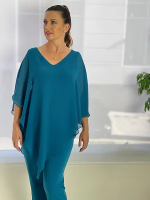 Nessa Teal Evening Top