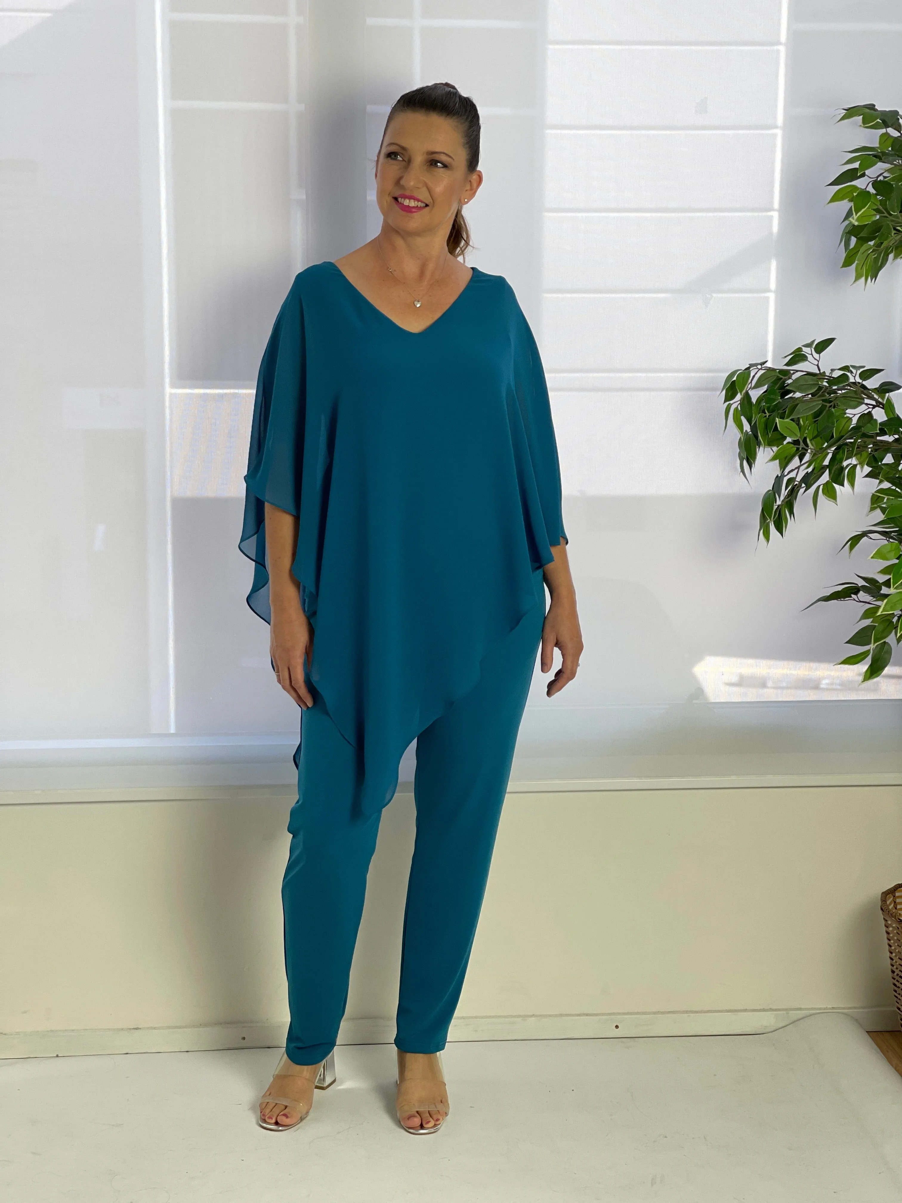 Nessa Teal Evening Top