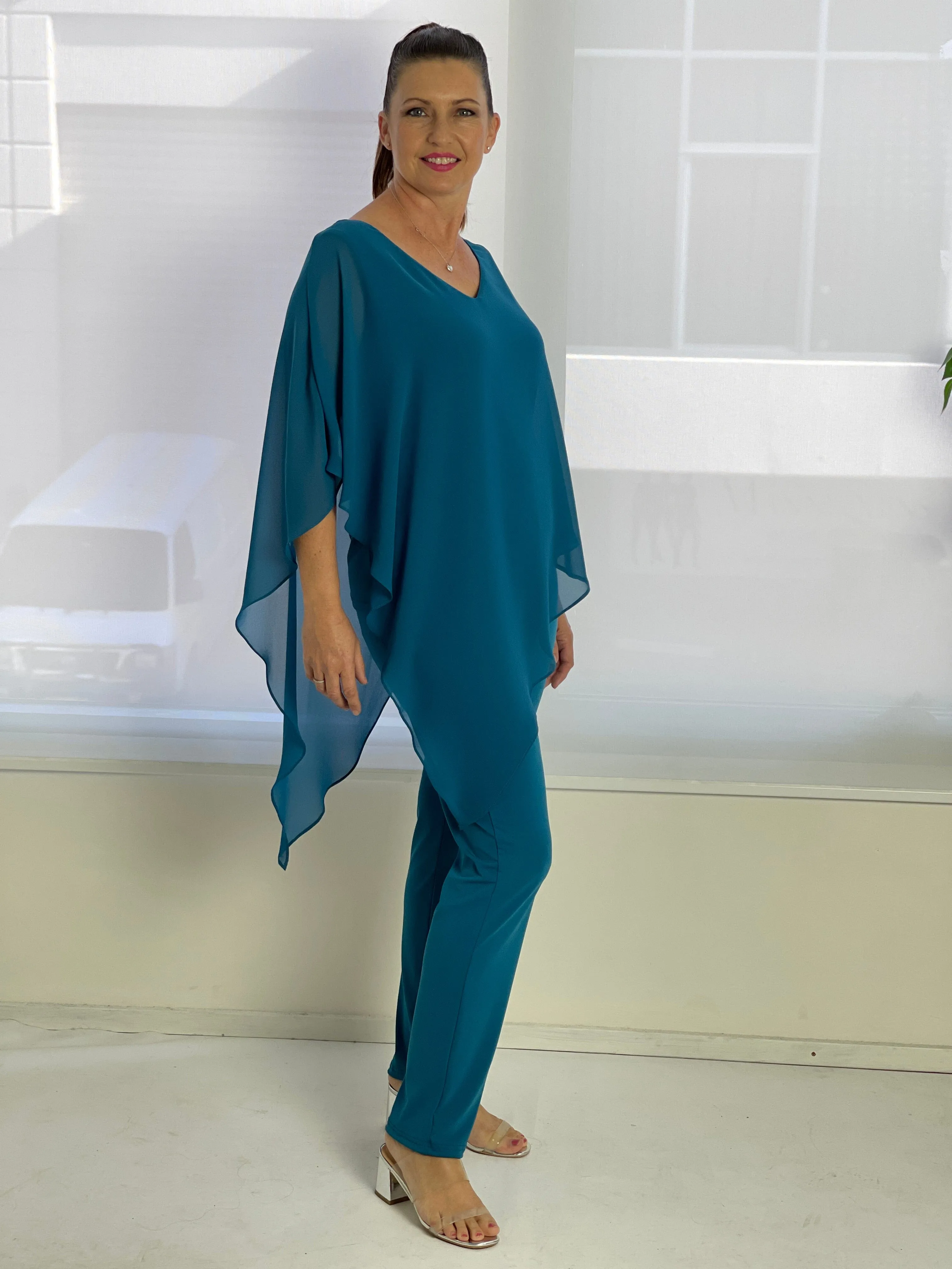 Nessa Teal Evening Top