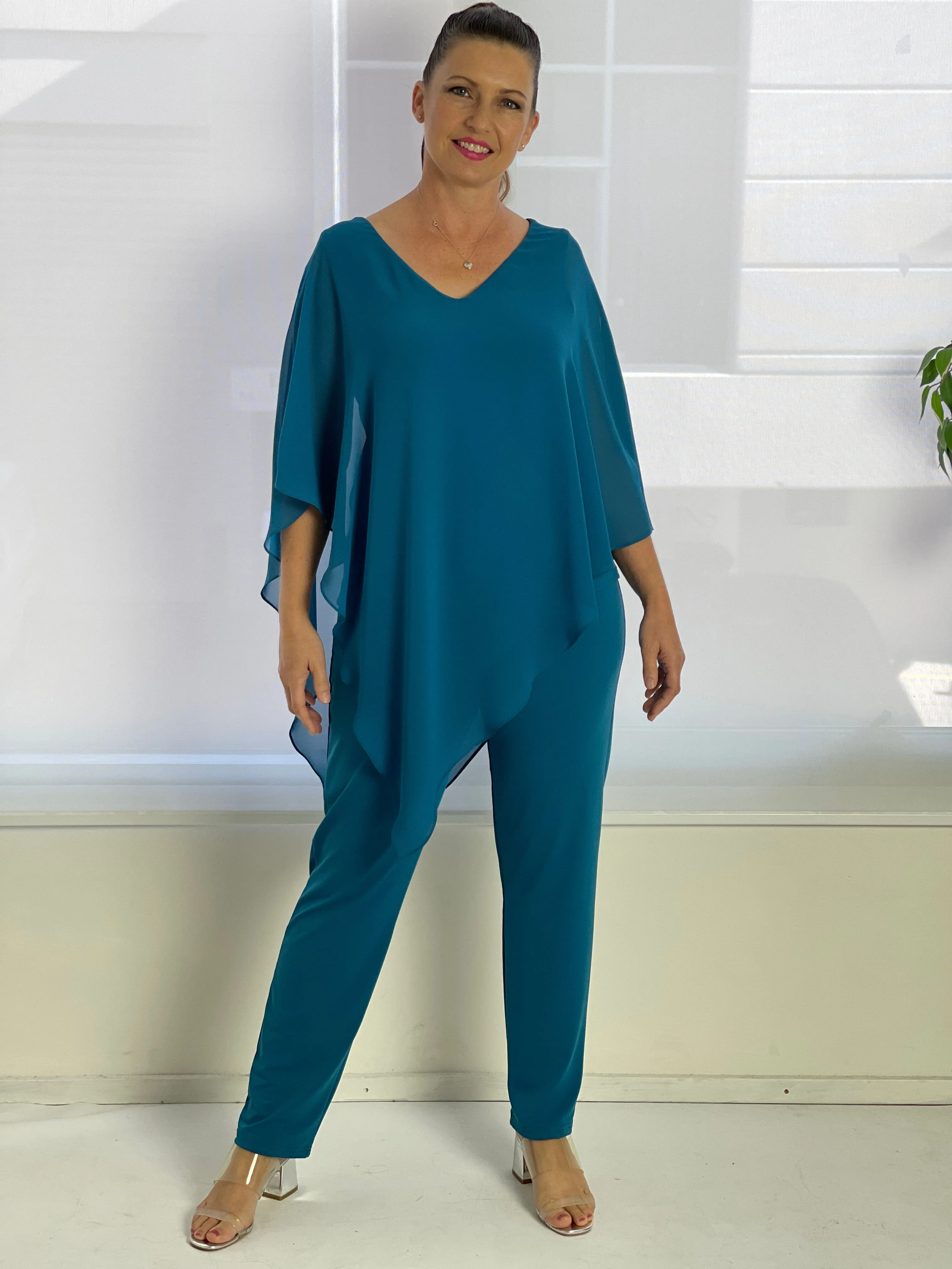 Nessa Teal Evening Top