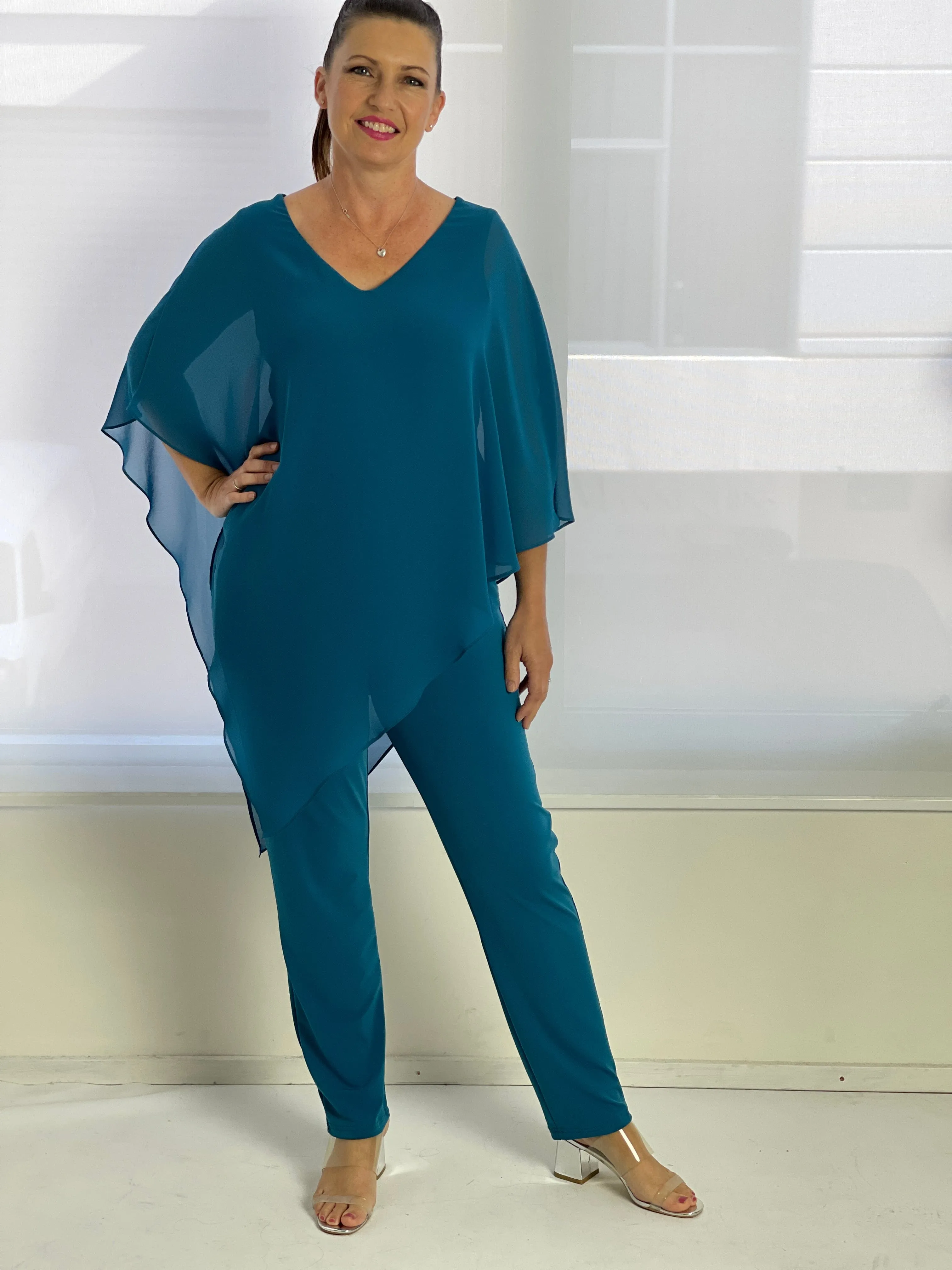 Nessa Teal Evening Top