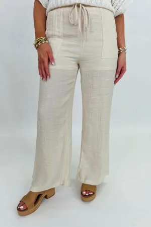 Oatmeal High Waist Linen Pants