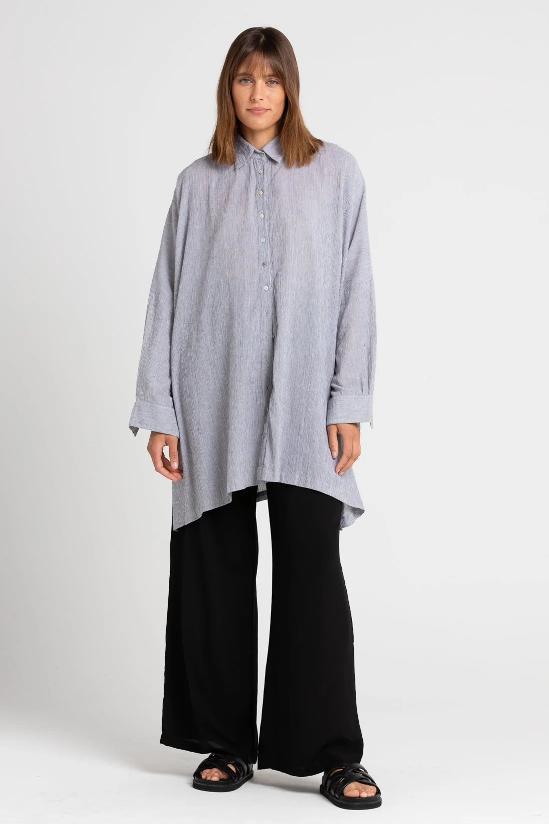 Oscar Oversized Cotton Shirt Pinstripe
