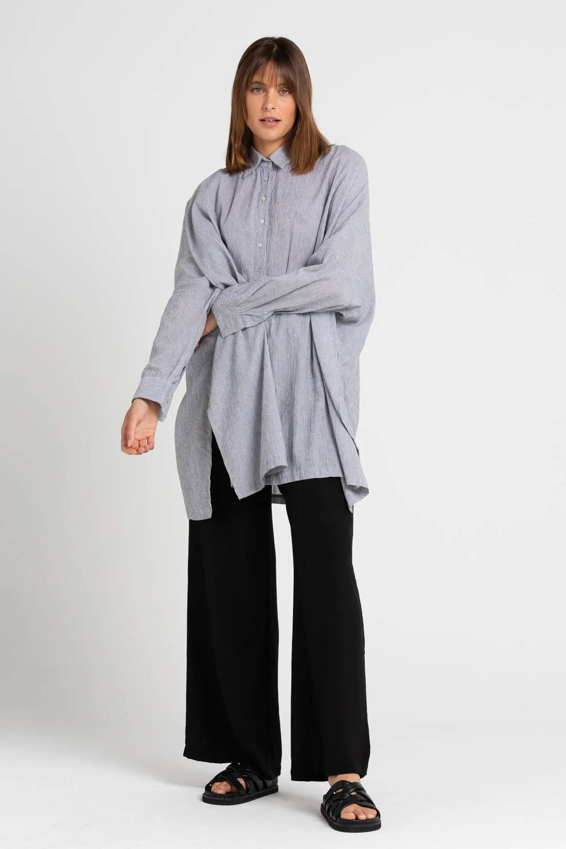 Oscar Oversized Cotton Shirt Pinstripe