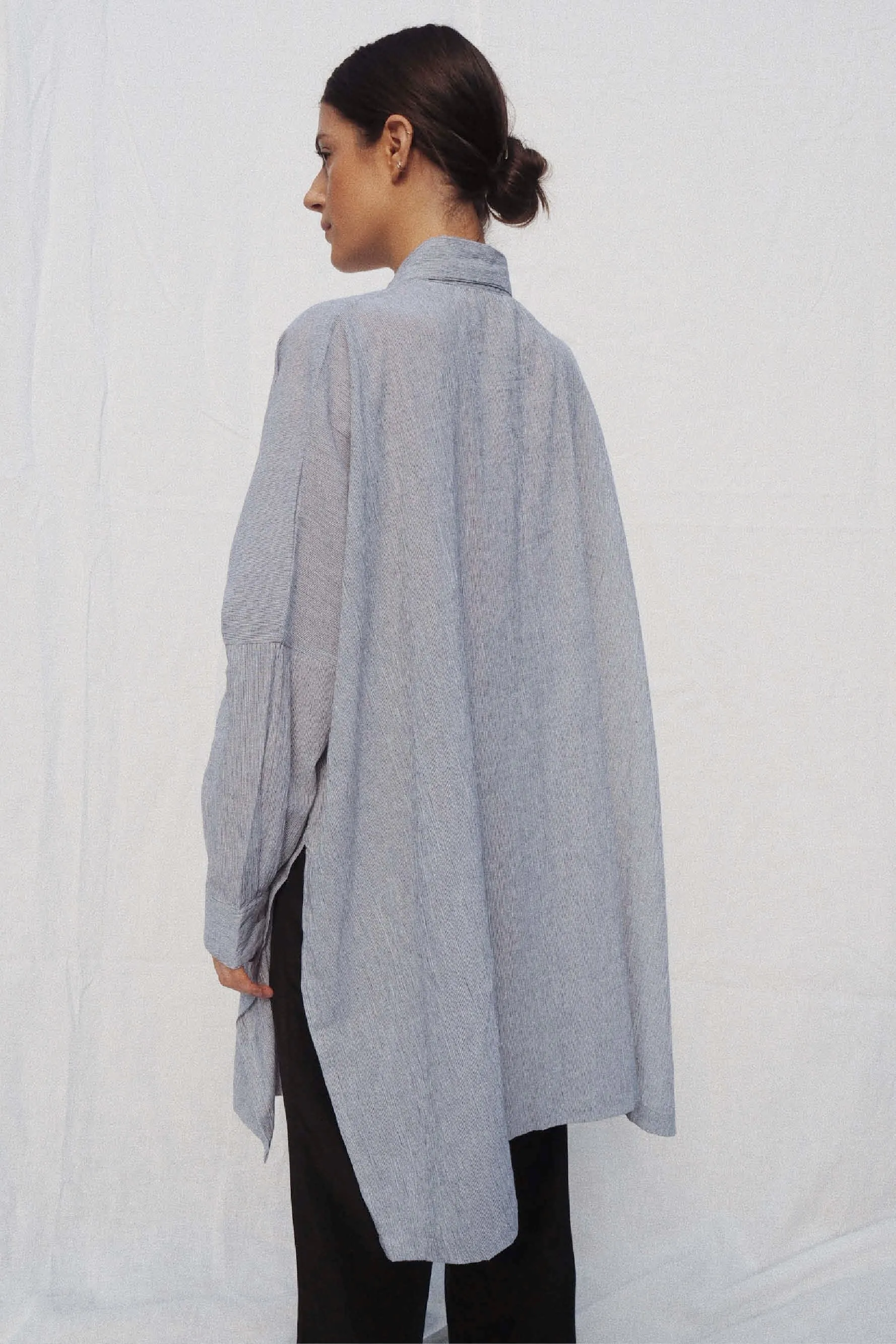 Oscar Oversized Cotton Shirt Pinstripe