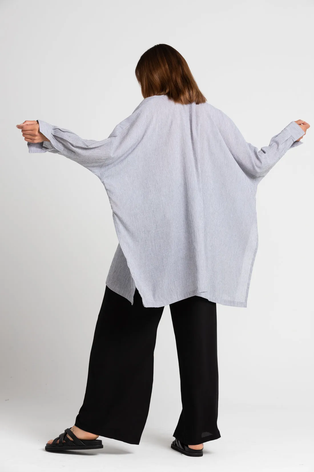 Oscar Oversized Cotton Shirt Pinstripe
