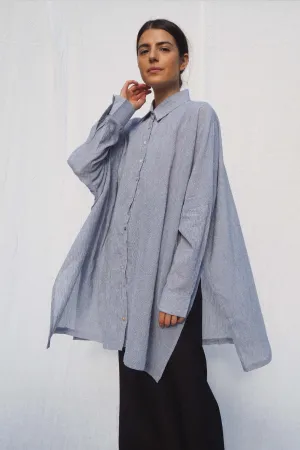 Oscar Oversized Cotton Shirt Pinstripe
