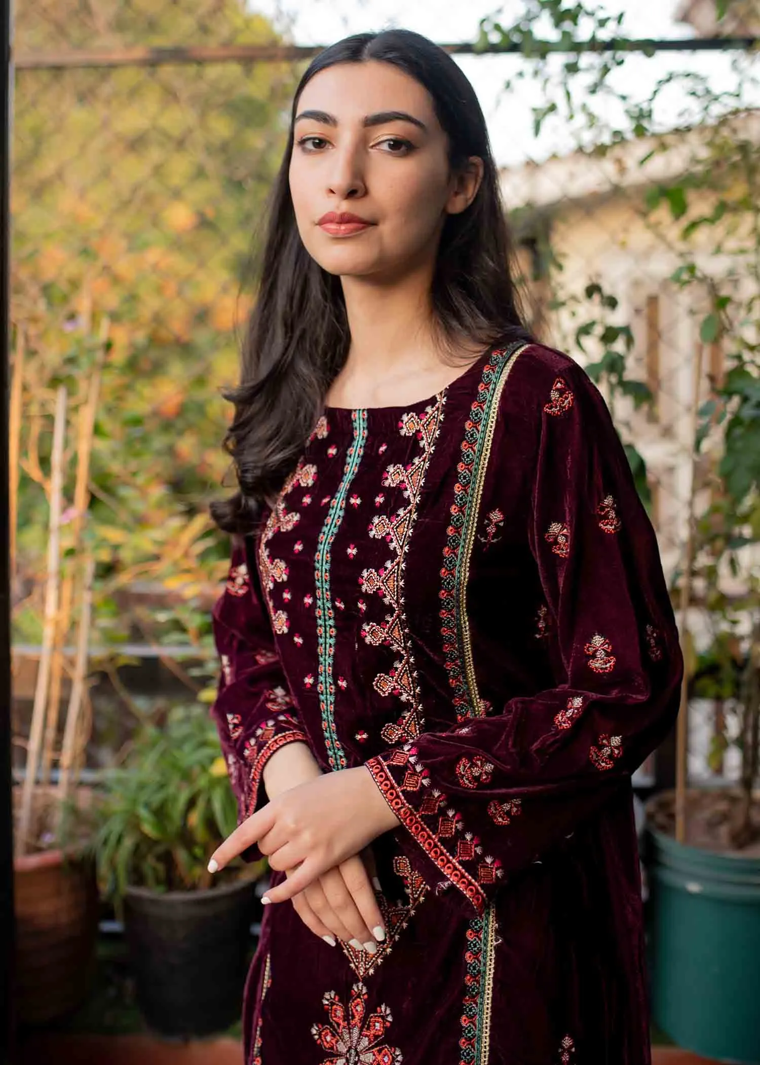 Pakistani Velvet Dress with Fine Embroidery #PF261