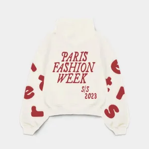 Paris Fashion Week Scattered Hoodie - Bone