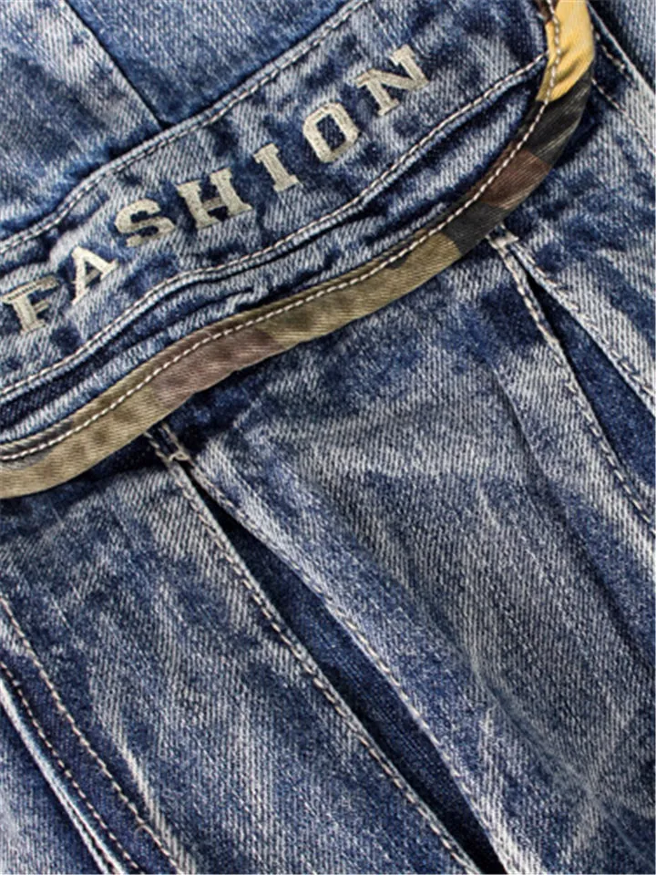Personalized Trendy Multiple Pockets Washed Effect Straight-Leg Jeans For Men