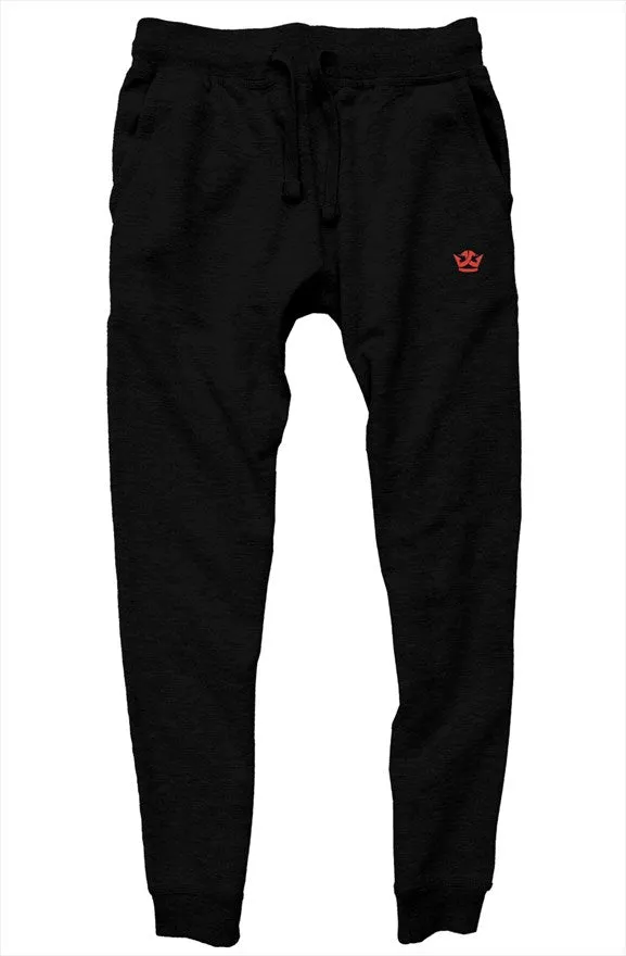 Premium Joggers-Black/Red Crown