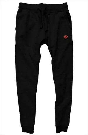 Premium Joggers-Black/Red Crown