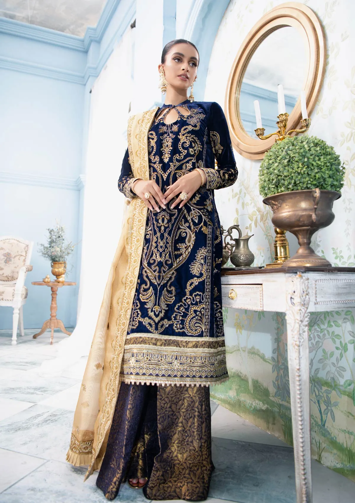 Premium Velvet Salwar Kameez in Royal Blue Shade #PF267