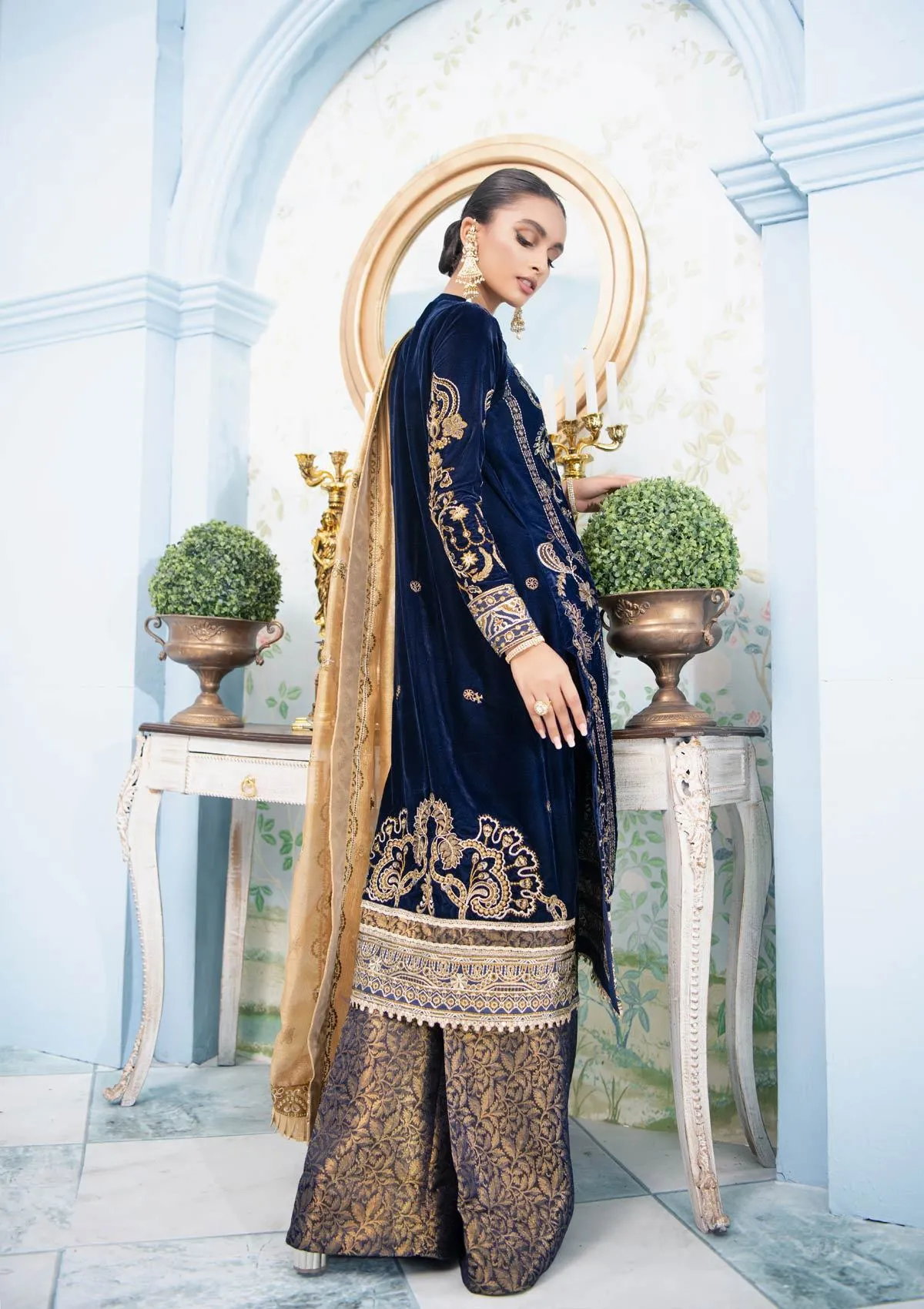 Premium Velvet Salwar Kameez in Royal Blue Shade #PF267
