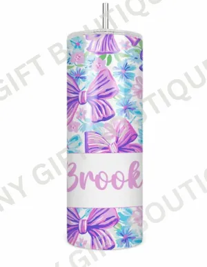 Purple Bow Personalized Tumbler