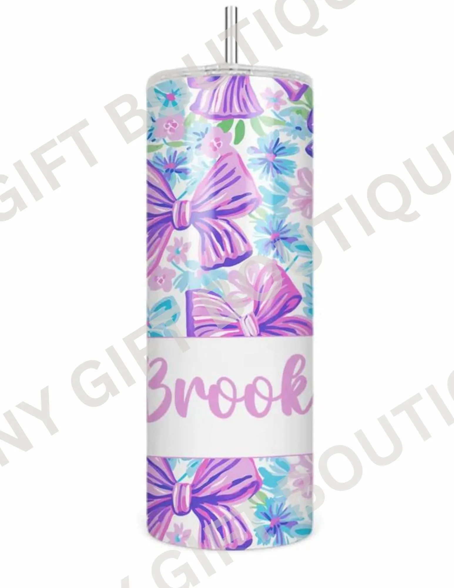 Purple Bow Personalized Tumbler