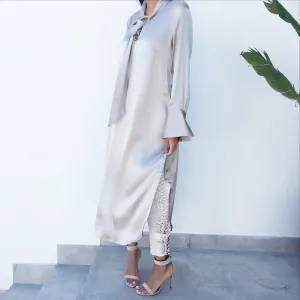 Qabeela SS17 Silk Evening Shirt Dress With Swarovski Buttons