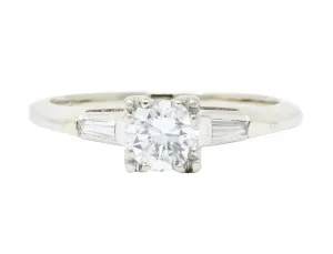 Retro 0.55 CTW Diamond 14 Karat White Gold Engagement Ring