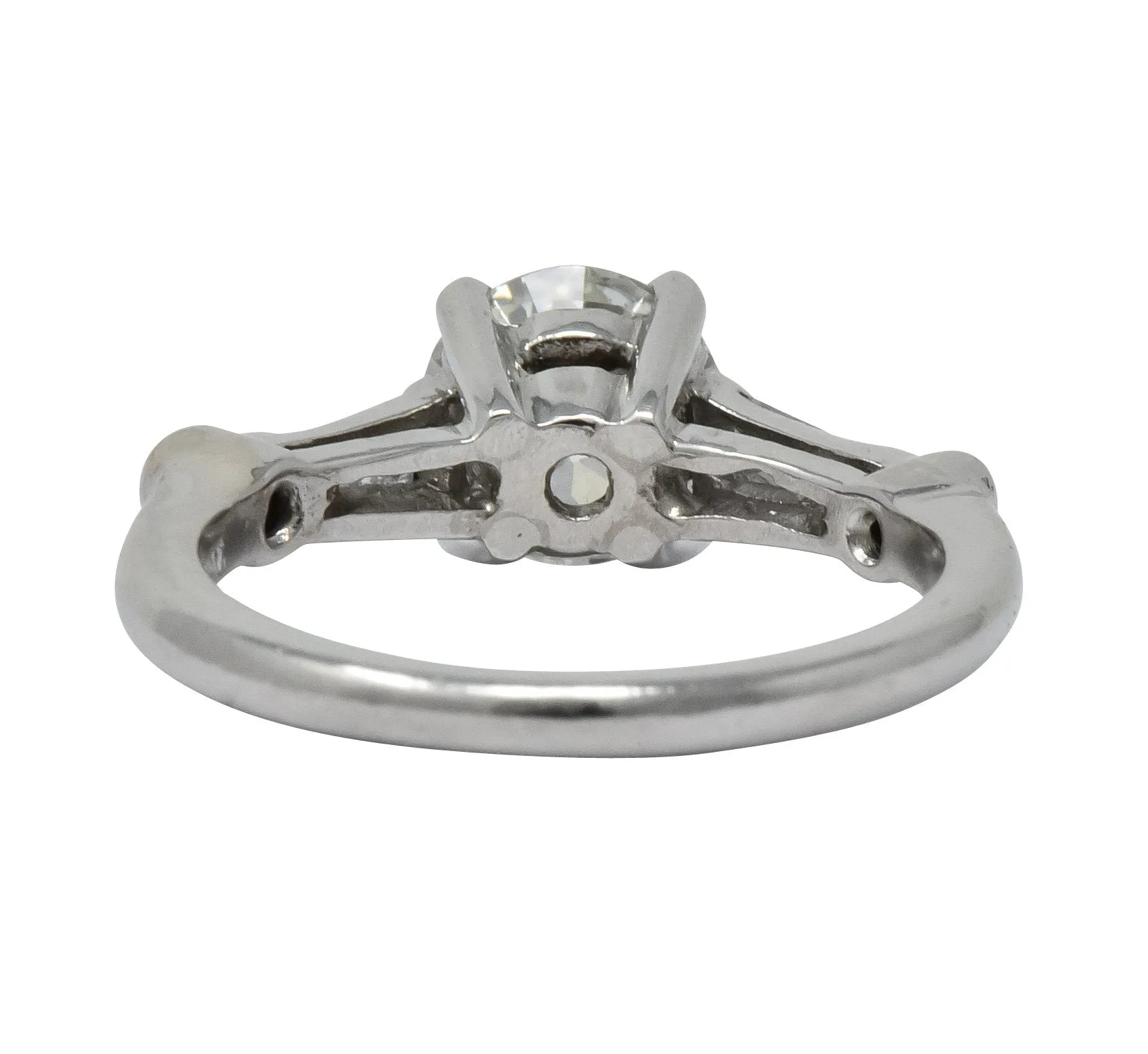 Retro 1.47 CTW Diamond Platinum Engagement Ring GIA