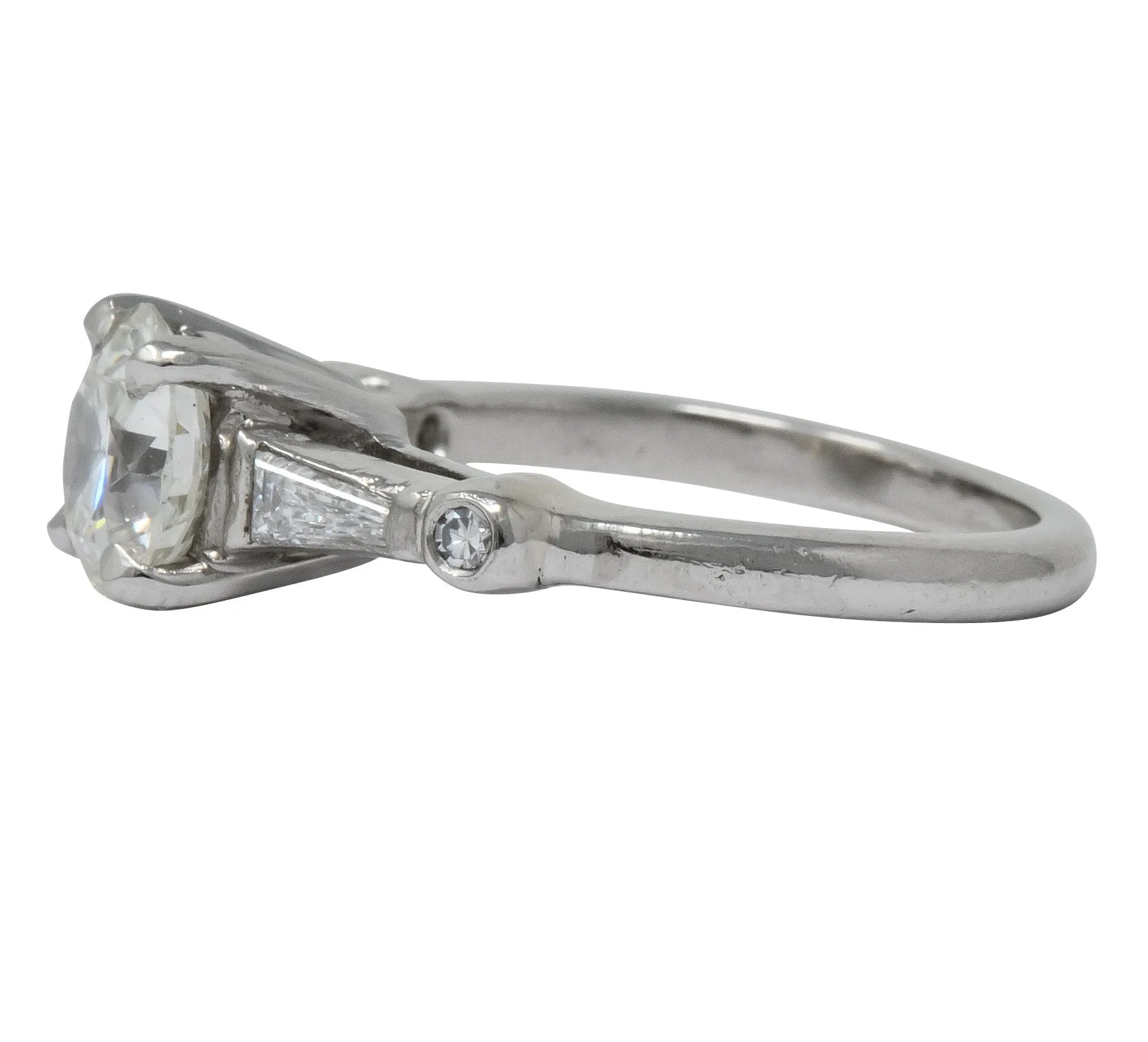Retro 1.47 CTW Diamond Platinum Engagement Ring GIA