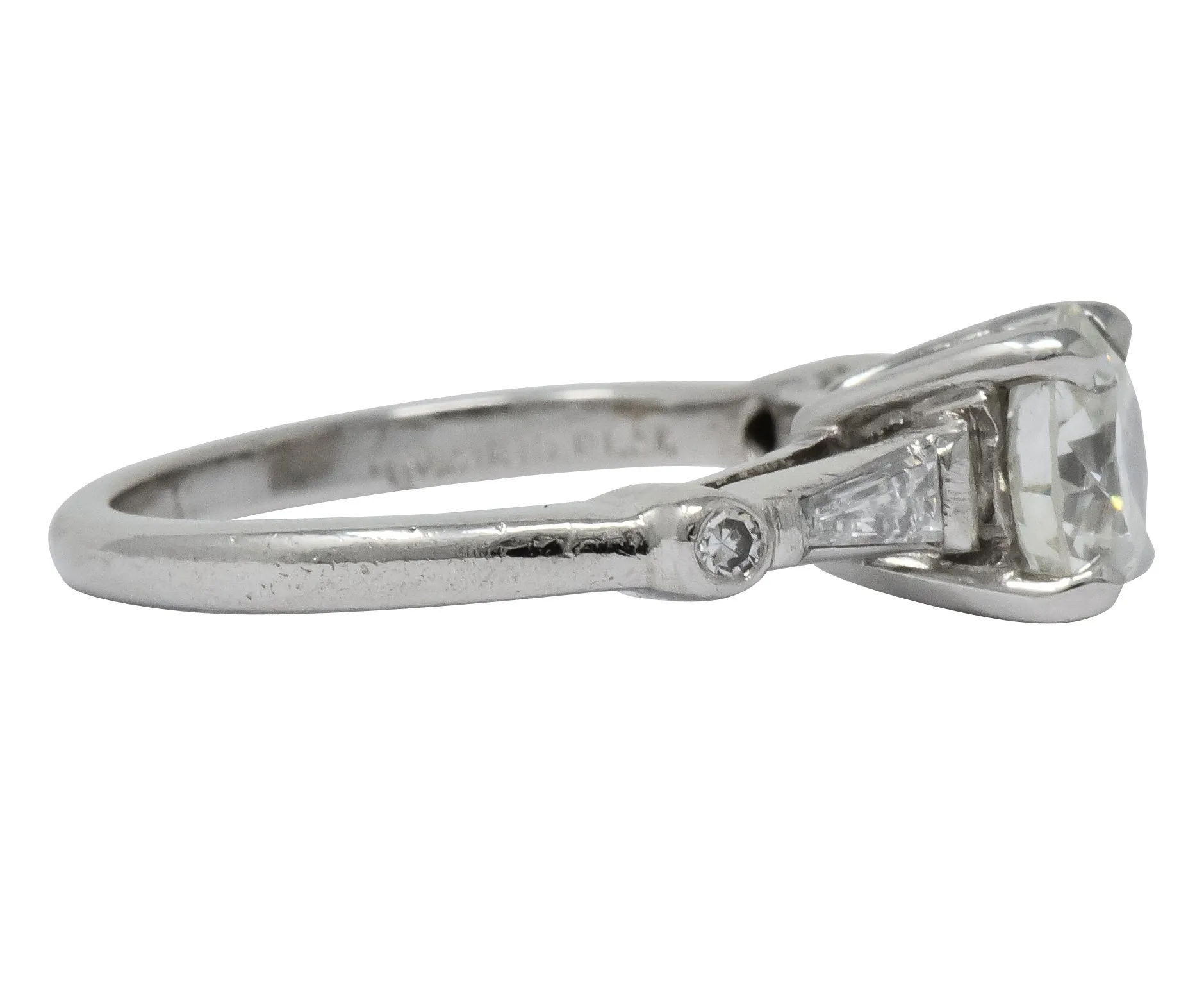 Retro 1.47 CTW Diamond Platinum Engagement Ring GIA