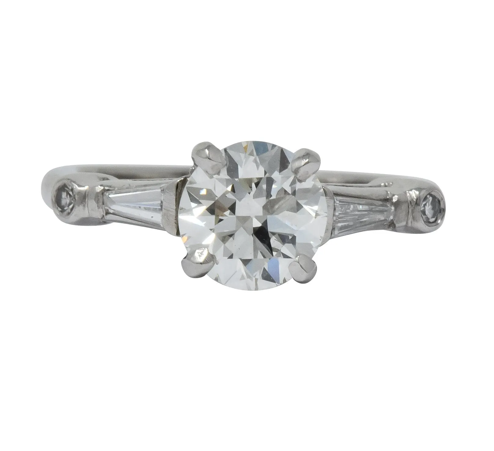 Retro 1.47 CTW Diamond Platinum Engagement Ring GIA