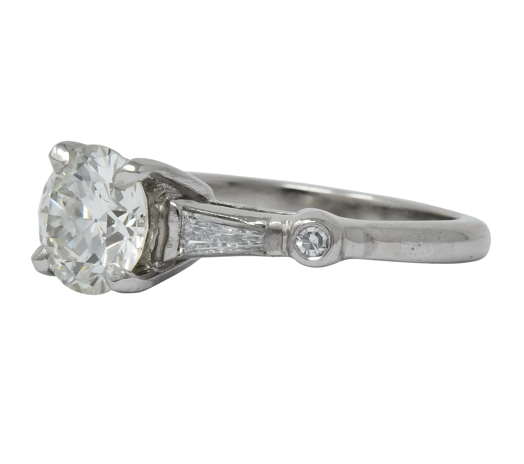 Retro 1.47 CTW Diamond Platinum Engagement Ring GIA