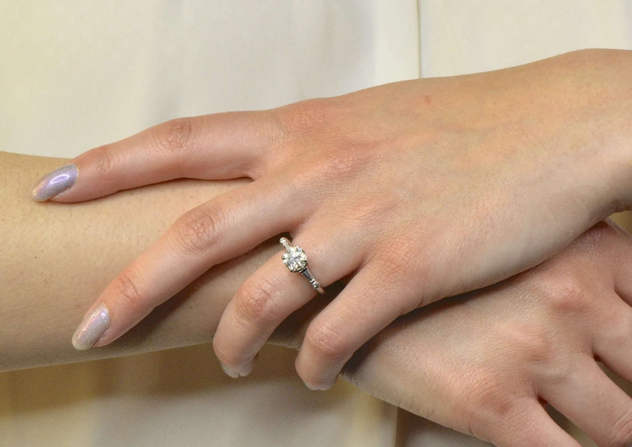 Retro 1.47 CTW Diamond Platinum Engagement Ring GIA