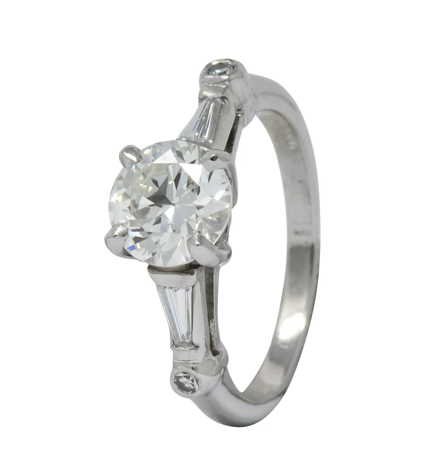 Retro 1.47 CTW Diamond Platinum Engagement Ring GIA