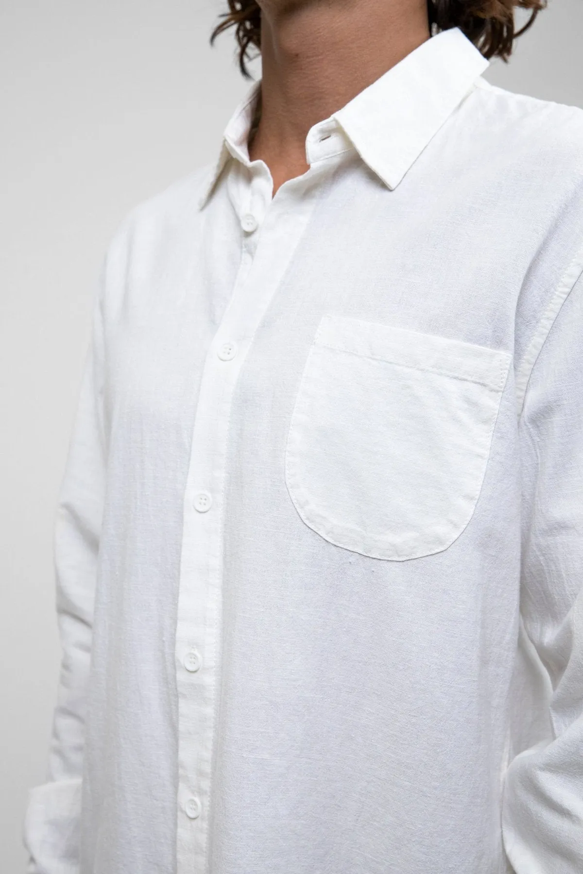 Rhythm Classic LS Linen Shirt - White