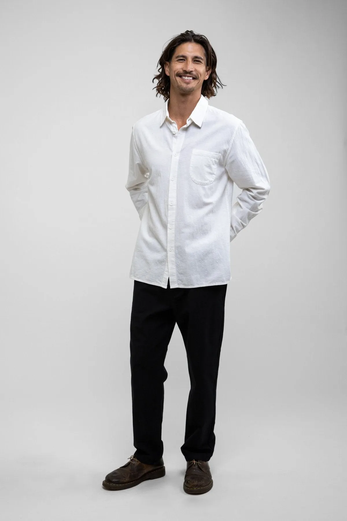 Rhythm Classic LS Linen Shirt - White