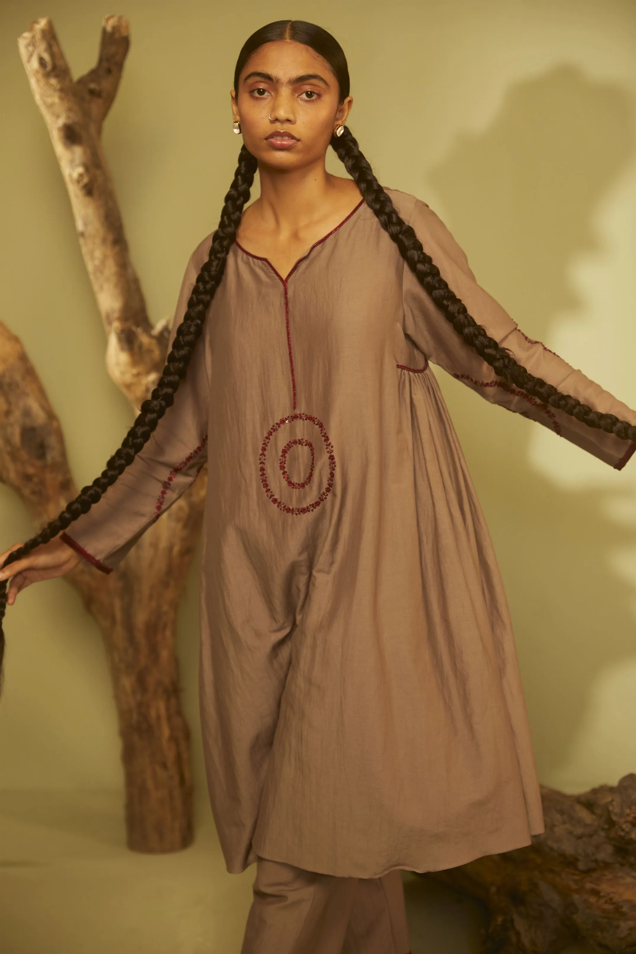 Sarang Kaur Lawrence Park Grey Jhoomar Kurta Set Cotton silk Jhoomar SK01202