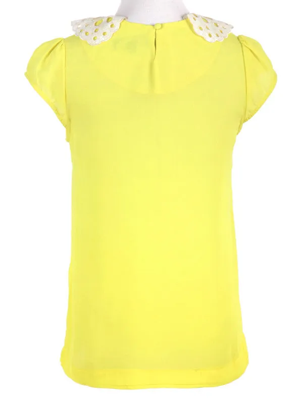 sequined cutout collar chiffon shirt