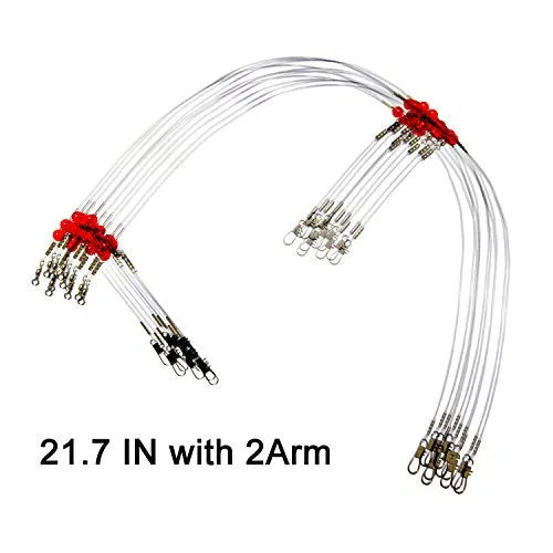 Shaddock Fishing 12pcs/Bags White Nylon Fishing Wire Leader Rigs Trace with Swivels,Snaps,Beads, Arms Fishing Lures Tackle Leader Rigging (13.8inch with 1 Arm)