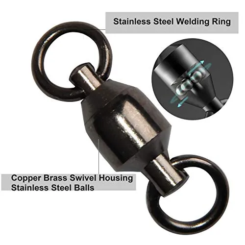 Shaddock Fishing 25 Pack 100% Copper 35lb-390lb High Strength Fishing Ball Bearing Swivels Fish Swivel Connectors with Strong Solid Welded Rings (Size 2 (65lb) 25 Pack)