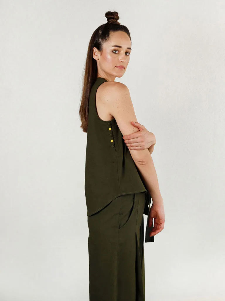 Side Buttoned Solid Top