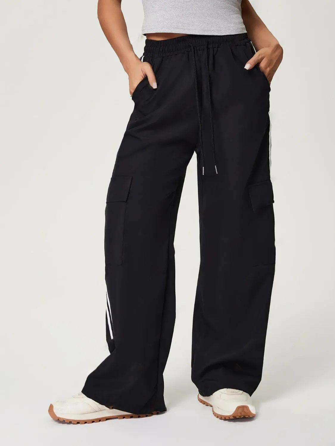 Side Striped Wide Leg Pants