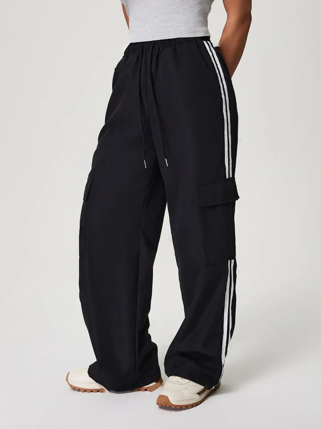 Side Striped Wide Leg Pants