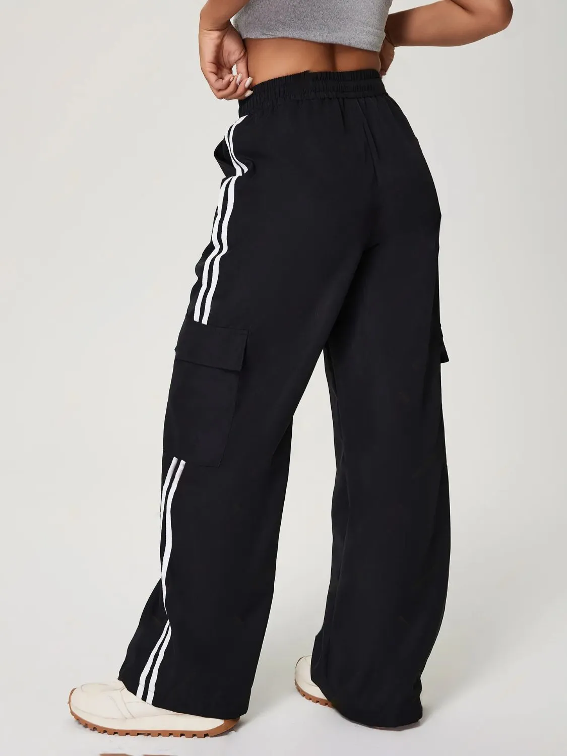Side Striped Wide Leg Pants