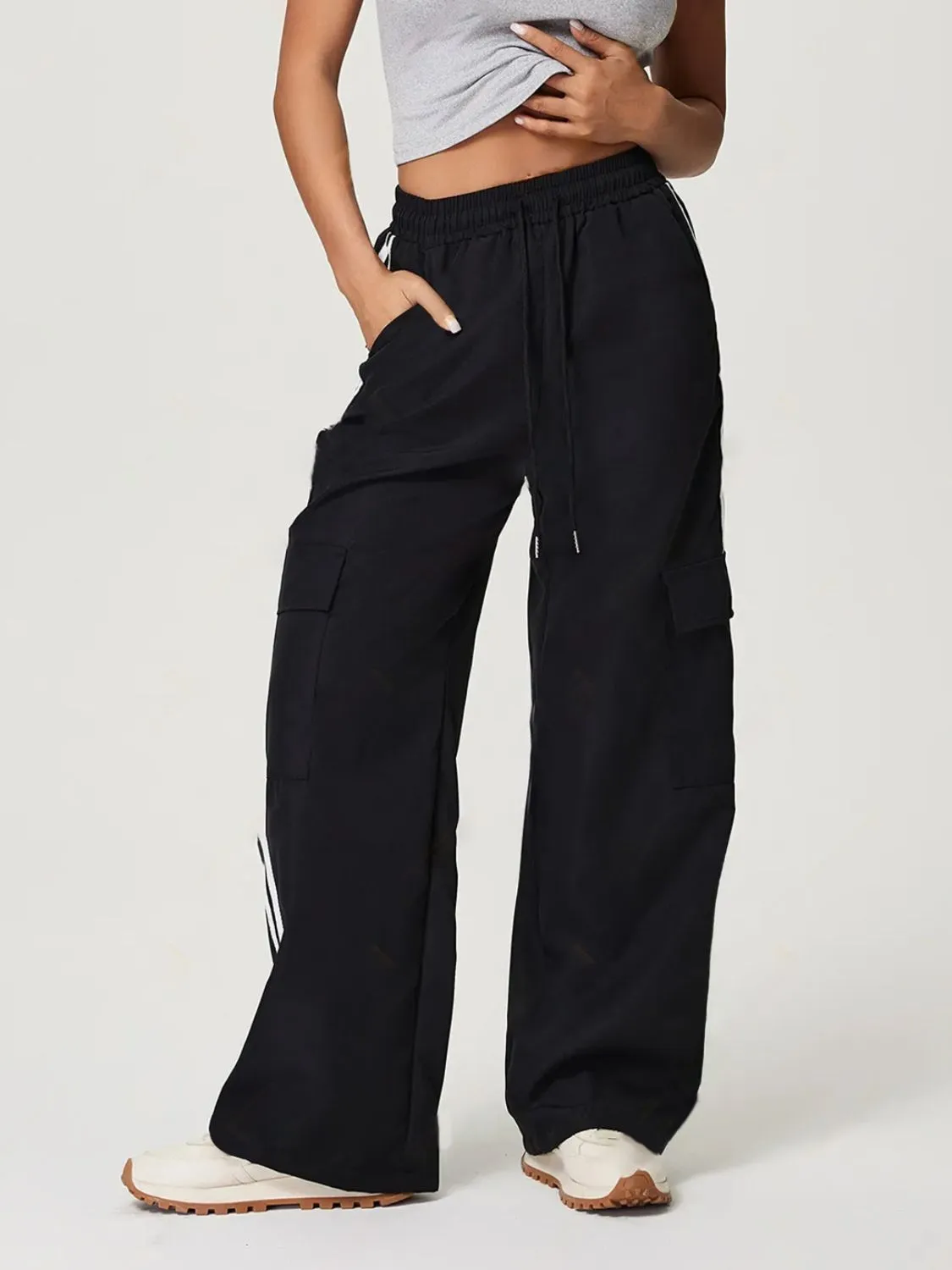 Side Striped Wide Leg Pants