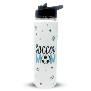 Soccer Mom Water Bottle- Large Insulated Water Bottle with Straw - Stainless Steel Metal 24 oz Travel Cup for Mom, Mama, Mother, Wife, Women | Keeps Hot and Cold for Hours