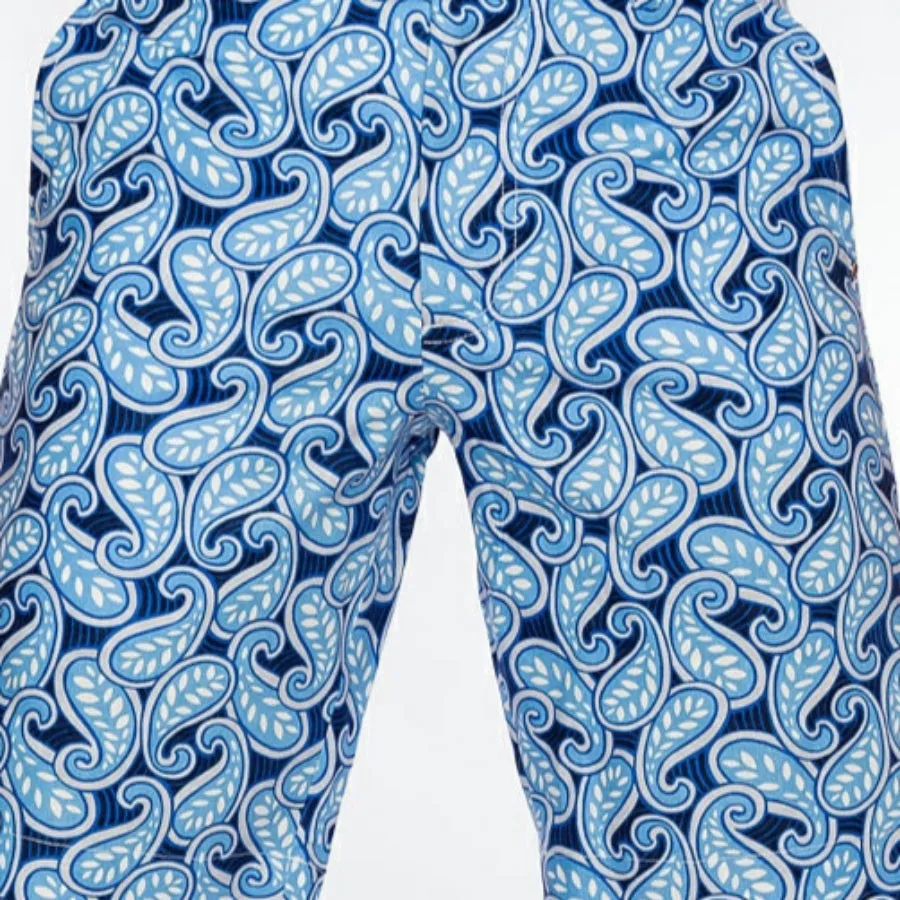 Sport Monaco Slim Fit Paisley Print Cotton Shorts - BLUE / WHITE